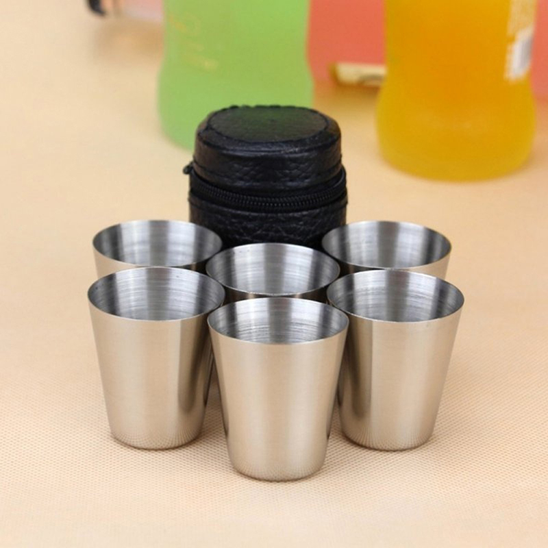Espresso Shot Glass - 4/6 個のステンレス鋼カップミニショットグラスビールカップ金属ワインカップコーヒータンブラー茶ミルクマグキャンプハイキングポータブルカップセット