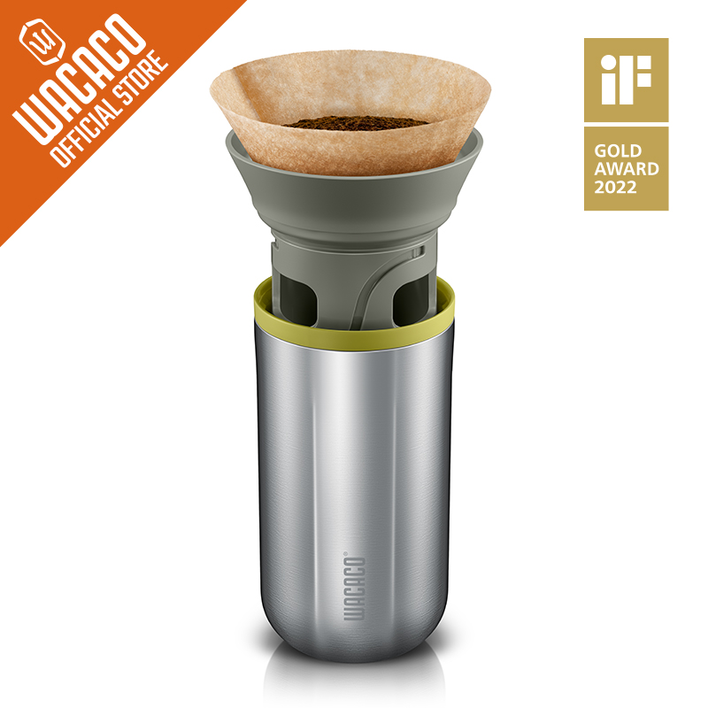 Coffee Equipment Pour Over - WACACO Cuppamoka コーヒーポット、ポータブルドリップコーヒーメーカー、10 コーンペーパーフィルター付き、ステンレススチール製コーヒーメーカー
