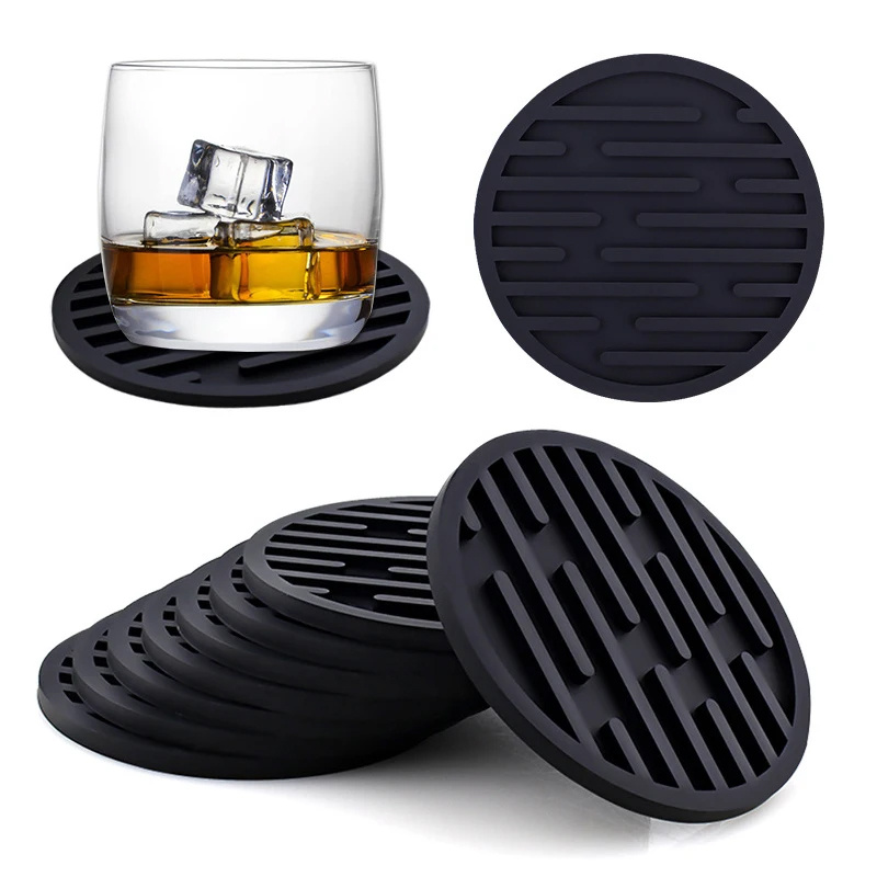 Espresso Shot Glass - 3個入り 10cm シリコンコースター 丸型 耐熱ゴム製 コーヒーカップマット