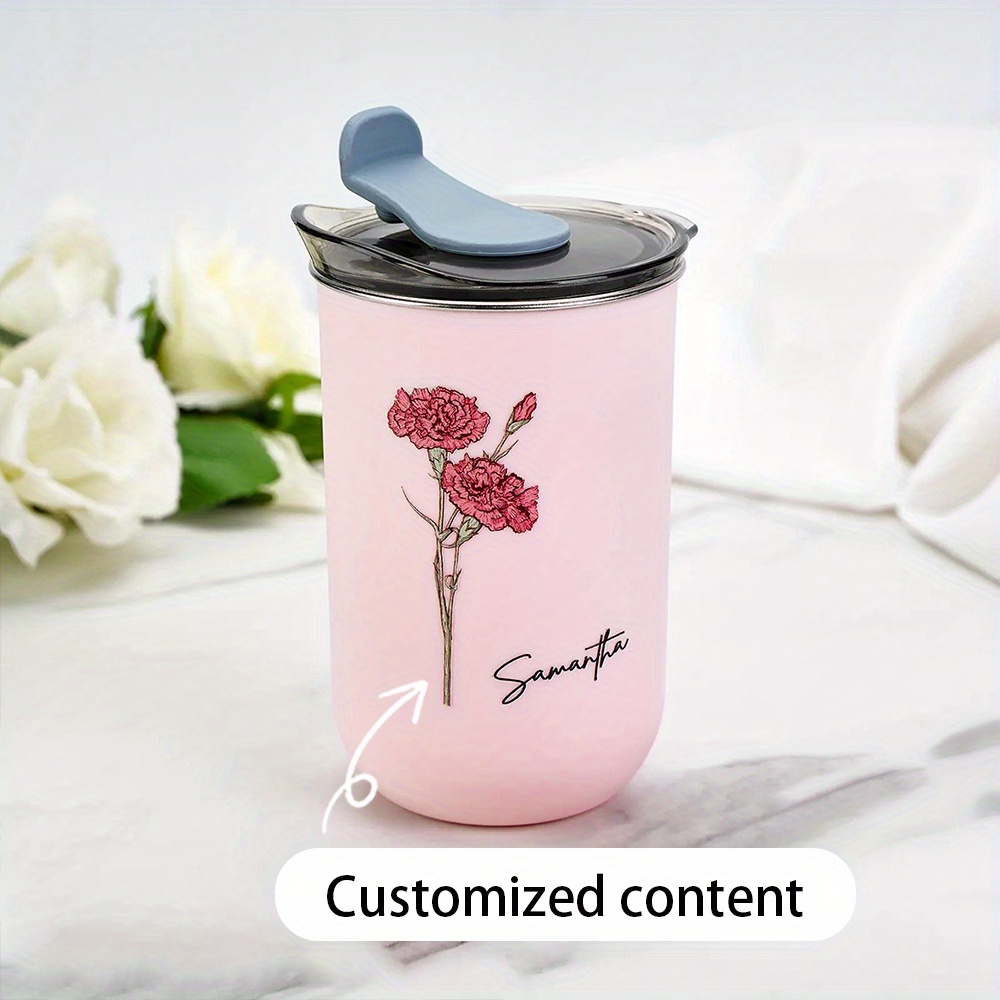 パーソナライズされた誕生花柄コーヒータンブラー、カスタムネー - Coffee Equipment For Camping のレビューと価格
