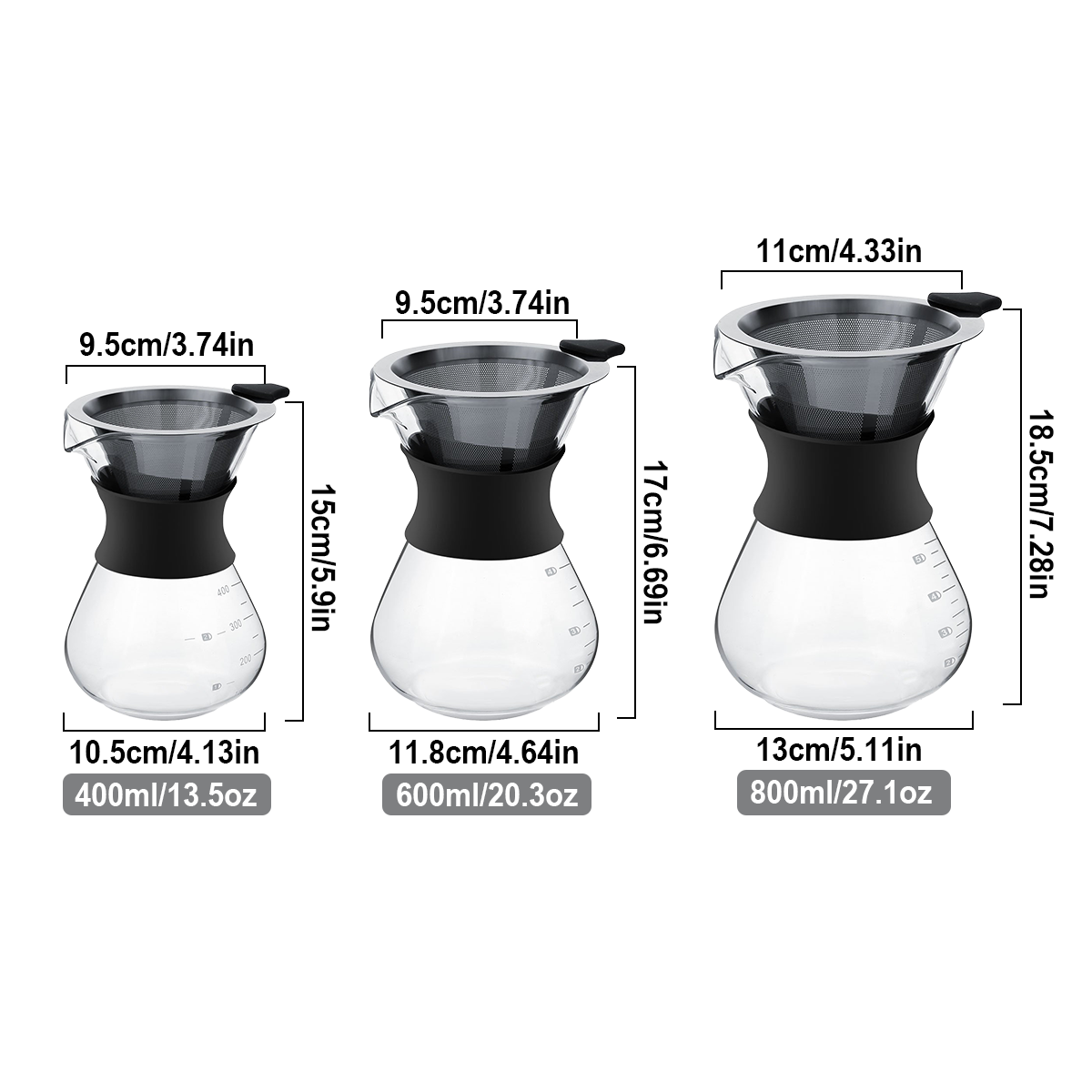 Leeseph ガラス製コーヒーメーカー 再利用可能なステン - Coffee Equipment Pour Over のレビューと価格