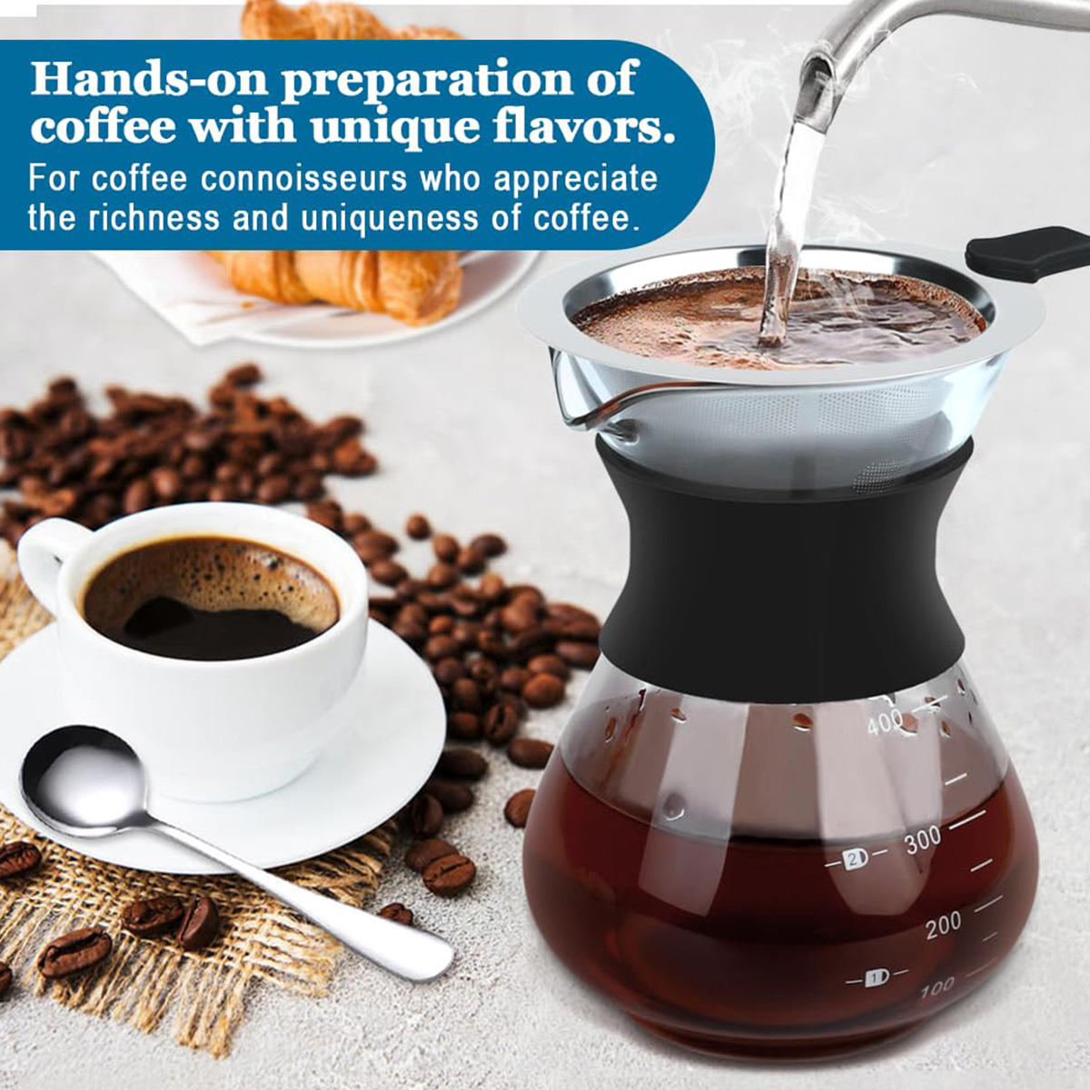 Leeseph ガラス製コーヒーメーカー 再利用可能なステン - Coffee Equipment Pour Over のレビューと価格