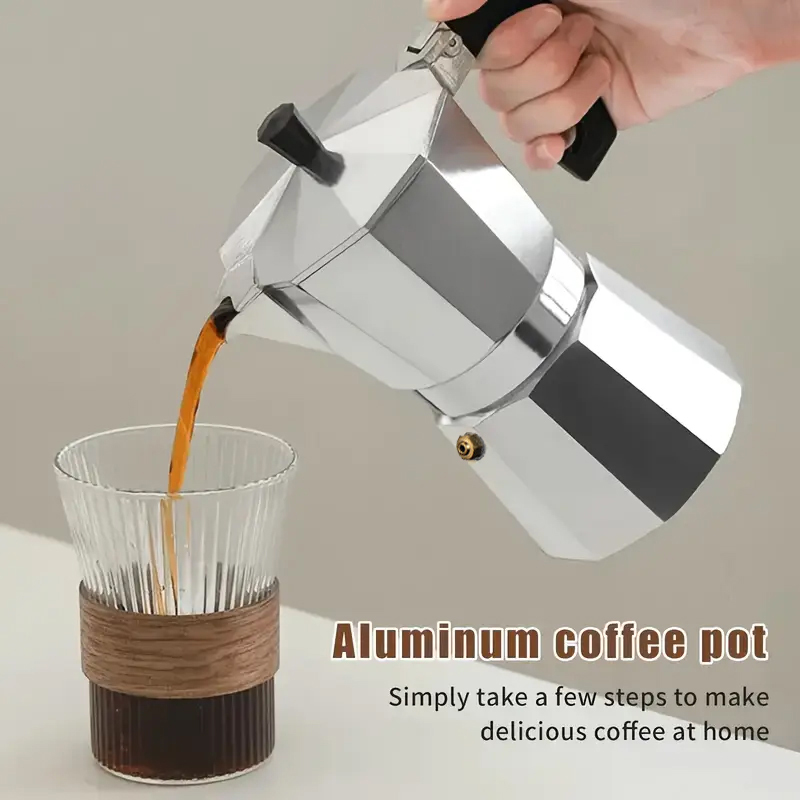 クラシックなアルミ製モカポット 50-300ML 家庭用コン - Coffee Equipment For Camping のレビューと価格