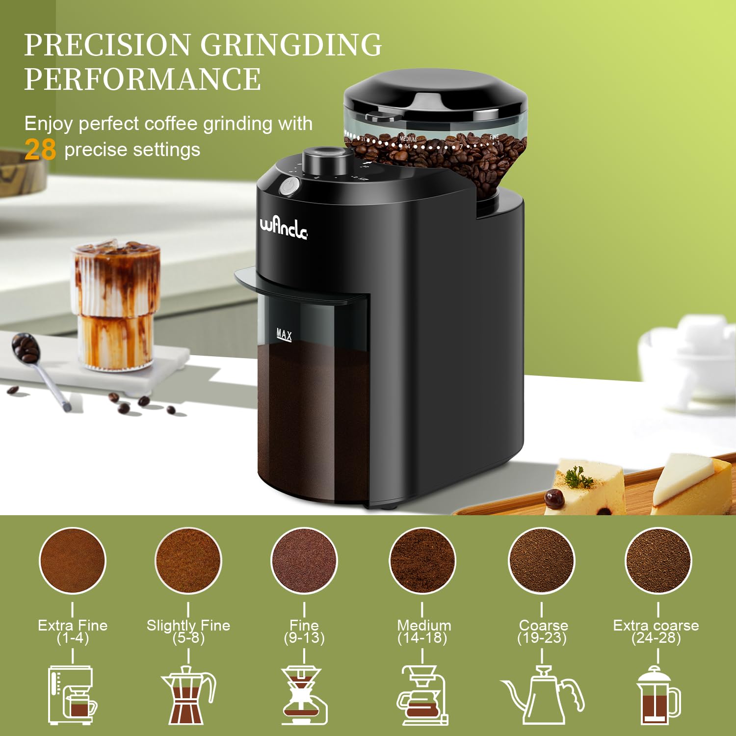 Wancle 自動バリミルコーヒーグラインダー 28 粉砕設 - Coffee Grinder Burr Flat のレビューと価格