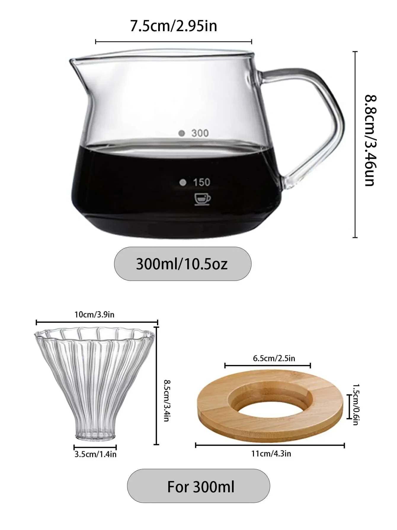 Punana 600ml ポアオーバーコーヒーメーカーセット - Coffee Equipment Pour Over のレビューと価格